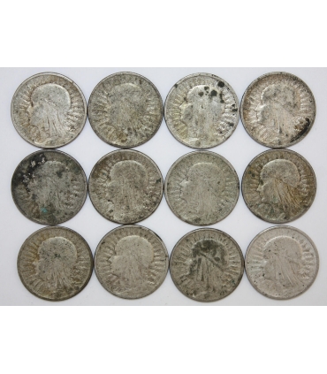 LOT 12 x 2 złote głowa kobiety 1932, 1933, 1934