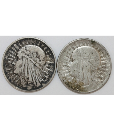 Lot: 2 x 5 złotych głowa kobiety 1932, 1933, stan 3