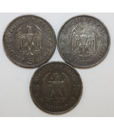 5 marek, Hindenburg, 1936, A, stan 3