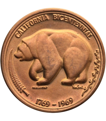 Medal okolicznościowy California Bicentennial 1769-1969 „The Golden Land”, brąz