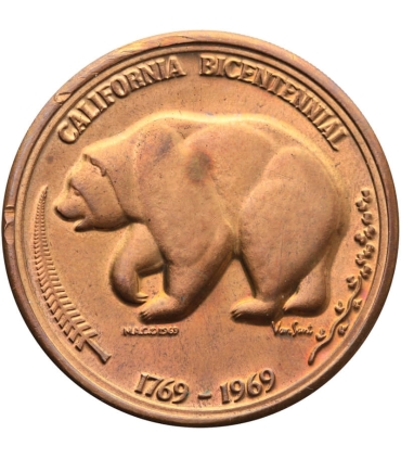 Medal okolicznościowy California Bicentennial 1769-1969 „The Golden Land”, brąz