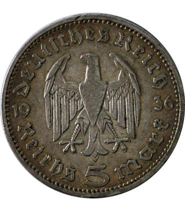 5 marek, Hindenburg, 1937, A, stan 3
