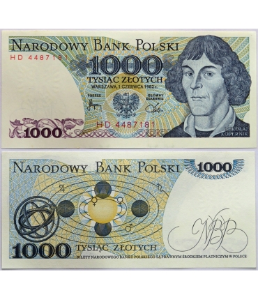 1000 zł, Mikołaj Kopernik, 1982, seria HM, stan 1/1-