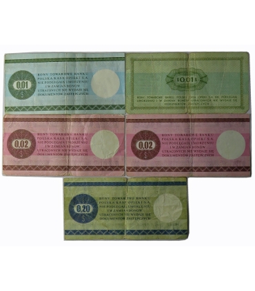 Lot: Zestaw 5 bonów towarowych, 1969/1979 stan 3-