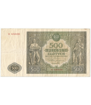 500 zł, 1946, stan 3-, Seria H