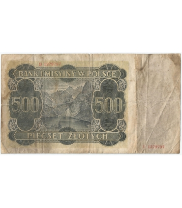 Banknot 500 złotych 1940 stan 3-/4+, Ser. A, Góral
