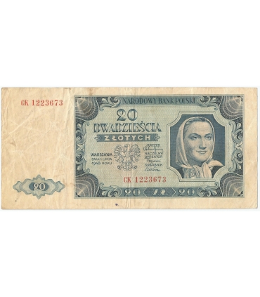 20 zł 1948 stan 3/3+, seria CK