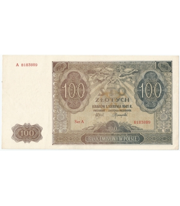Banknot 100 złotych 1941 stan 3, Ser. A
