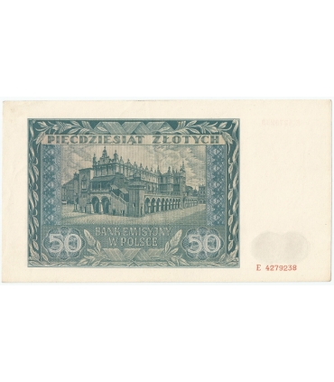 Banknot 50 złotych 1941 stan 3, seria E