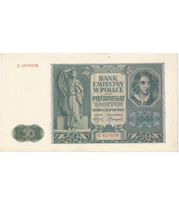 Banknot 50 złotych 1941 stan 3, seria E