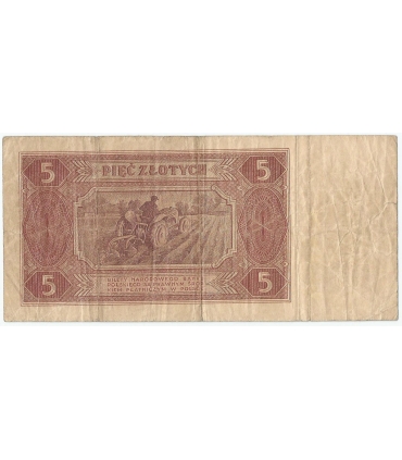 5 zł 1948 stan 3-, traktor, seria AC
