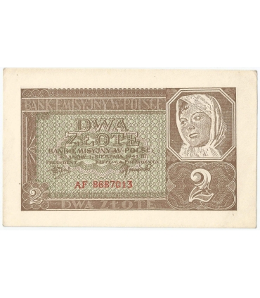 Banknot 2 zł, 1936r, Seria DS, stan 1-/2+