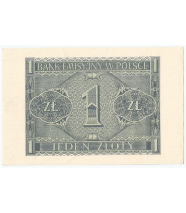 Banknot 1 złoty, 1940, seria A, stan 1-/2+
