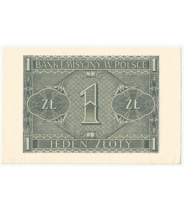 Banknot 1 złoty 1941, stan 1-, Seria BB