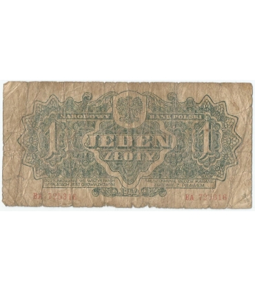 1 złoty 1944, w klauzuli OBOWIĄZKOWYM, seria BA, st. 5