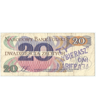 20 zł Romuald Traugutt 1982, STEMPEL OPOZYCYJNY "Ty wybierasz, oni nabierają", duża rzadkość