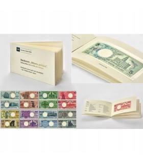Zestaw banknotów Miasta polskie bez napisu nieobiegowe 1990 w etui