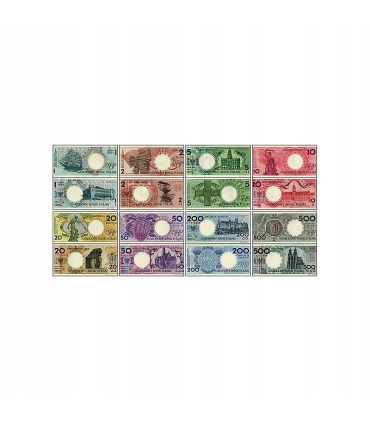 Zestaw banknotów Miasta polskie bez napisu nieobiegowe 1990 w etui