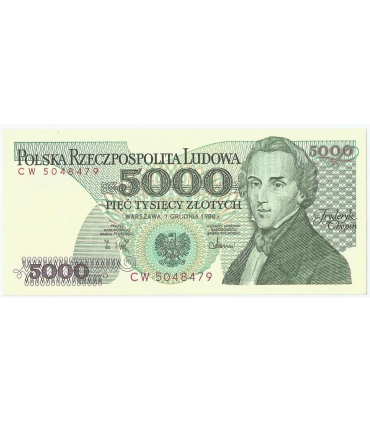 5000 zł Fryderyk Chopin,1988, seria CW, stan 1-