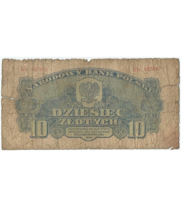 10 złoty 1944, w klauzuli OBOWIĄZKOWE, seria Kb, st. 5-