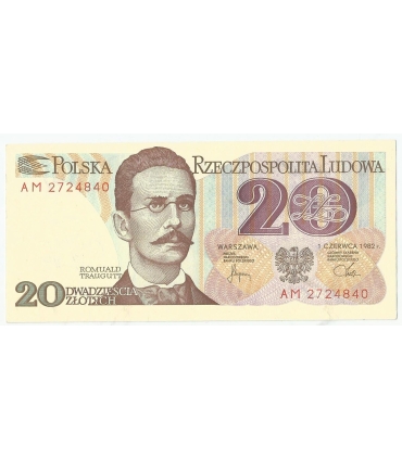 20 zł, Romuald Traugutt, 1982, seria AM, st. 2