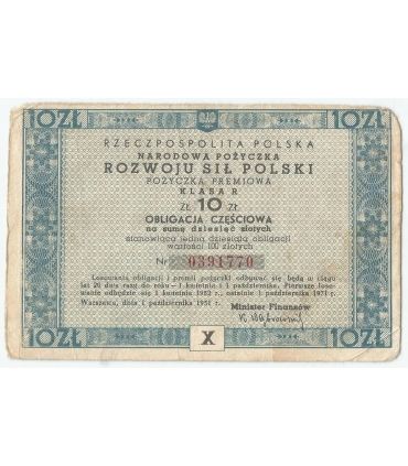 Narodowa Pożyczka Rozwoju Sił Polski 1951, 10 zł