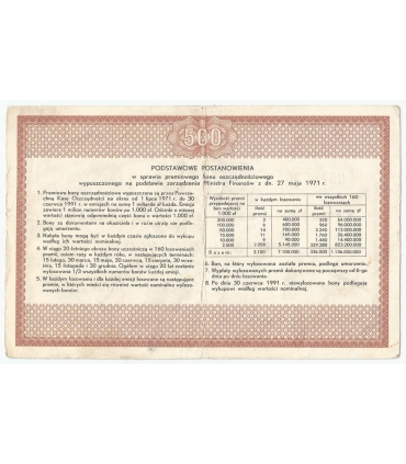 PKO Premiowy Bon Oszczędnościowy 500 zł 1971 rok