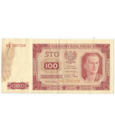 100 zł, 1948, seria HA, stan 3-, rzadsza seria bez ramki