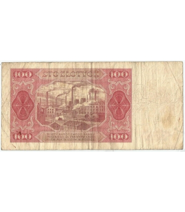 100 zł, 1948, seria HA, stan 3-, rzadsza seria bez ramki