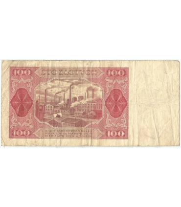 100 zł, 1948, seria GE, stan 3-, rzadsza seria bez ramki