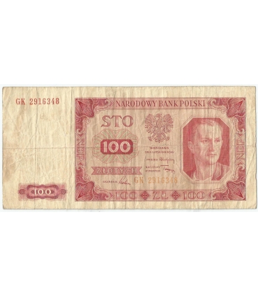 100 zł, 1948, seria GK, stan 3-/4+, rzadsza seria bez ramki