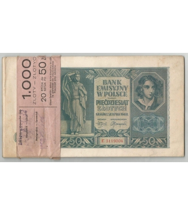 Banknot 50 złotych 1941 stan 3, seria E