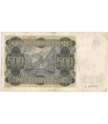 Banknot 500 złotych 1940 stan 3/3+, Ser. A, Góral