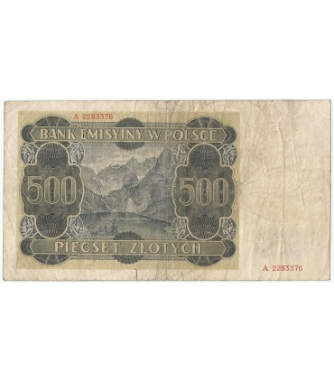 Banknot 500 złotych 1940 stan 3-, Ser. A, Góral