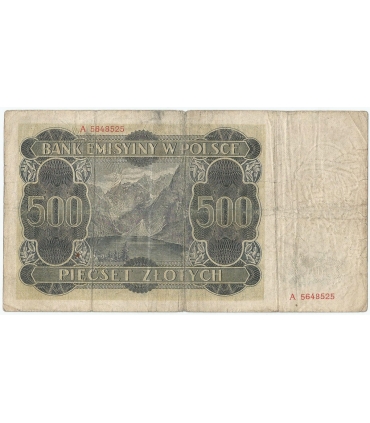 Banknot 500 złotych 1940 stan 3-/4+, Ser. A, Góral