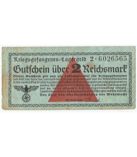 2 marki, bon obozowy dla jeńców wojennych Kriegsgefangen Lagergeld 1939-1945