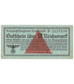 2 marki, bon obozowy dla jeńców wojennych Kriegsgefangen Lagergeld 1939-1945