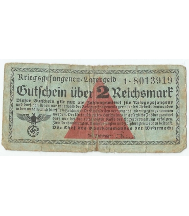 2 marki, bon obozowy dla jeńców wojennych 1939-1945, seria 1