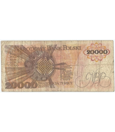 20000 zł, Maria Skłodowska-Curie, 1989, seria AM, stan 3-/4+