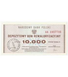 Depozytowy bon rewaloryzacyjny na 10.000 złotych, 1982, AA