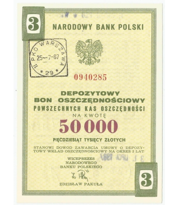 NBP, Depozytowy bon oszczędnościowy trzyletni na 50.000 złotych