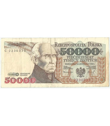 50000 zł Stanisław Staszic 1993, seria C 223033, stan 3