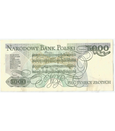5000 zł Fryderyk Chopin,1988, seria DC, stan 2