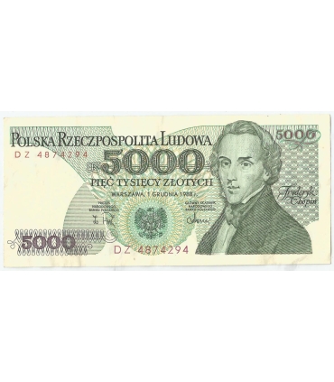 5000 zł Fryderyk Chopin,1988, seria DC, stan 2