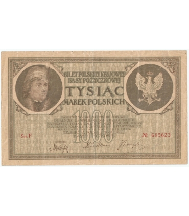 1000 marek 17 maja 1919, Kościuszko, Ser. F, numeracja po prawej, st. 3