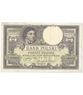500 zł Kościuszko 28 lutego 1919, seria. SA., stan 3/3-