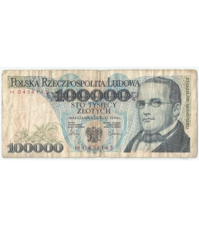 100000 zł Stanisław Moniuszko 1990, seria H, stan 4+