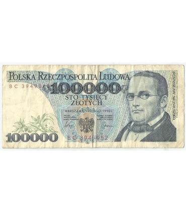 100000 zł Stanisław Moniuszko 1990, seria BC, stan 4+