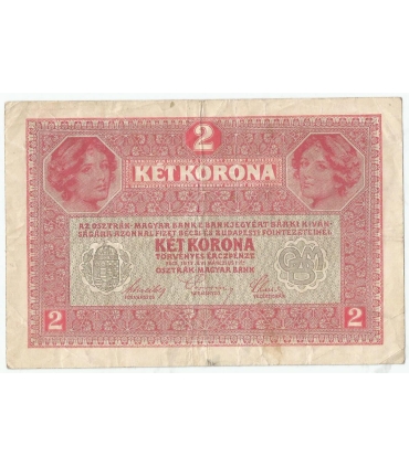 Austro-Węgry, 2 korony, zwei kronen, ket korona, 1917, stan 3-