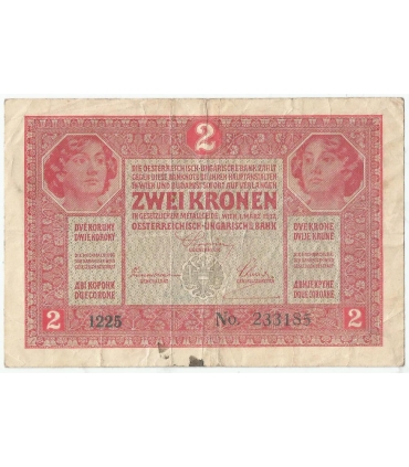 Austro-Węgry, 2 korony, zwei kronen, ket korona, 1917, stan 3-
